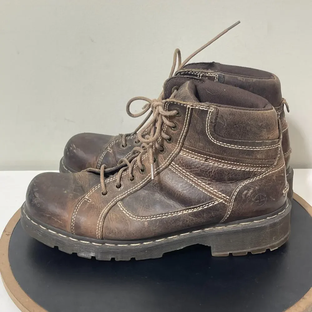 VTG Dr. Martens Boots Men 12 Brown Leather Work SOREN Chunky Combat Y2K‎